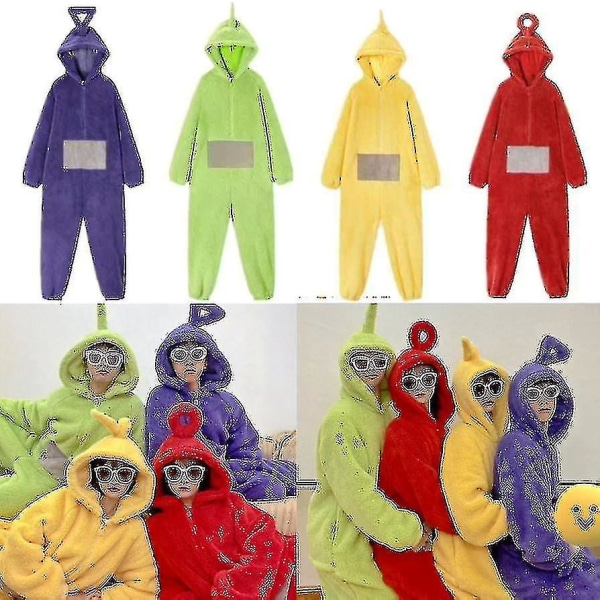 Anime Teletubbies Kostym Vuxen jul Pyjamas Sovkläder Jumpsuit Yellow XL