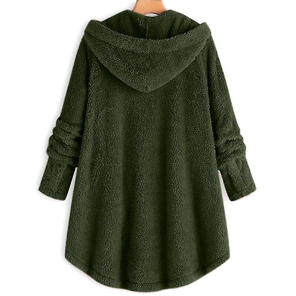 Naisten hupullinen teddykarhutakki Solid V Green 4XL