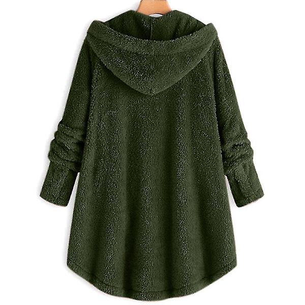 Naisten hupullinen teddykarhutakki Solid V Green XL