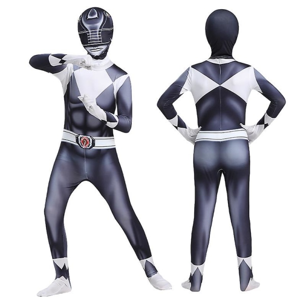 Vuxna barn Power Rangers Mighty Morphin Cosplay Jumpsuit Party Fancy Suit Black 130