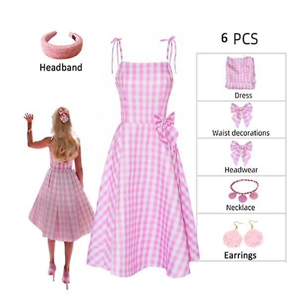 Barbie-asu naisille Barbie-mekko Ihastuttava vaaleanpunainen nainen Cosplay-tytöt Vaatteet Nainen Halloween Klassinen nukke Roolipeli Barbie Dress Up 2XL