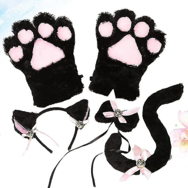 5 kpl Luova Kissa Cosplay Puku Kissanpentu Häntä Korvat Kaulus Tassut Hanskat Anime Lolita Gootti Setti P Yz