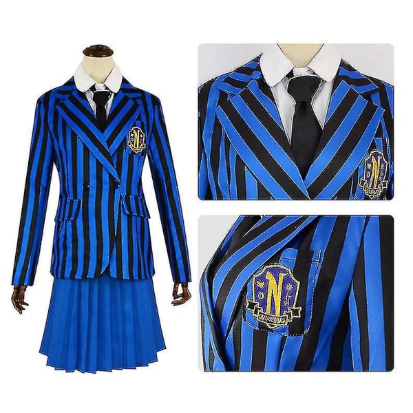 Onsdag Adams Cosplay Anime Costume Girl 2023 Skoluniform kostym Halloween Carnival Party Utklädnad karaktär V Blue 9T-150cm