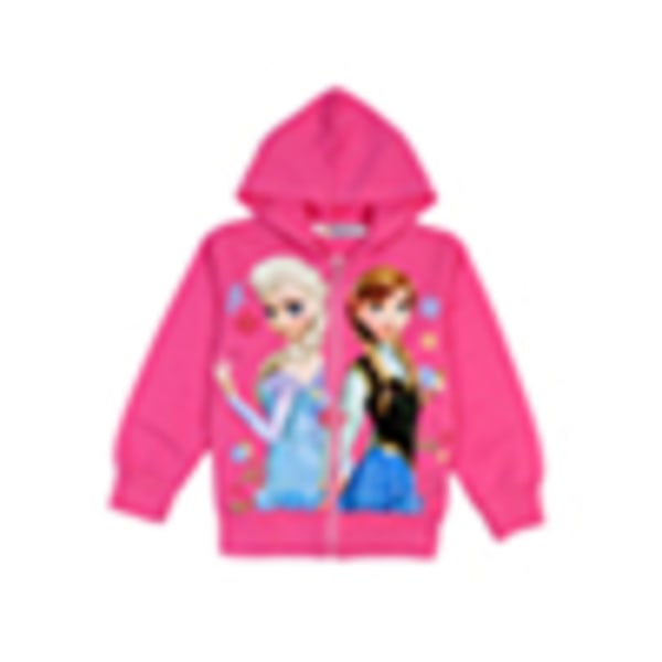 Barn Flickor Frozen Elsa Anna Jacka Varm Zip Hoodie Coat Ytterkläder Z Rose red 140cm