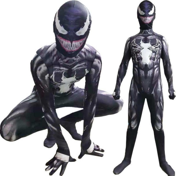 Kid Spiderman Superhero Venom Cosplay Kostym Halloween Jumpsuit W 140cm