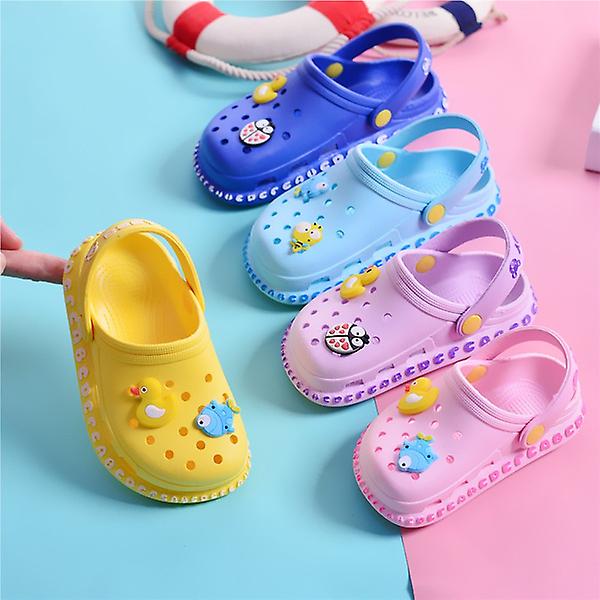 Barnetofflor for gutter og jenter - Tegneseriesko - Sommer Flip Flops - Baby innendørs tøfler - Strand svømmetøfler for barn - yellow 19(45years)