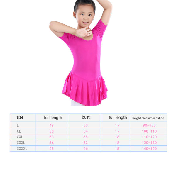 Lasten balettimekko Leotard hameella Tanssiasut Tutu Rose red 140cm