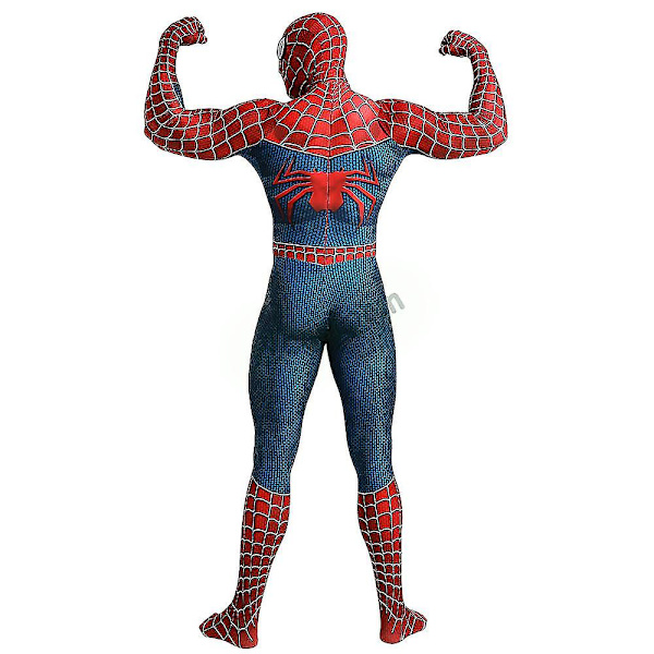 Spiderman Tobey Maguire Kostym Röd Cosplay Superhjälte Jumpsuit mesh mask 110