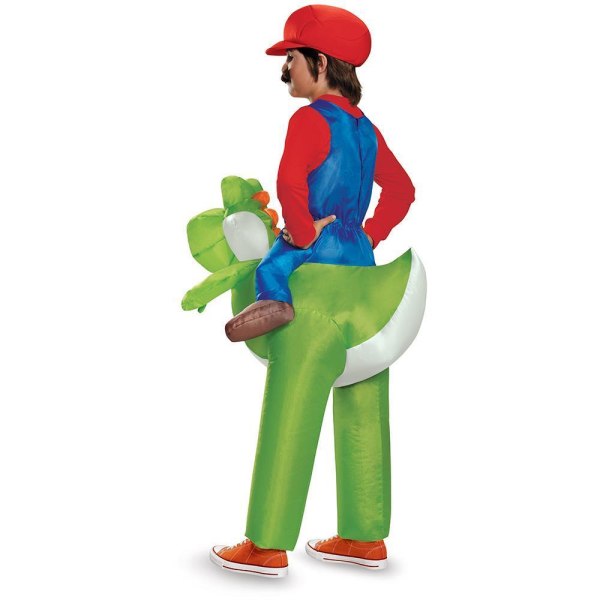 Super Mario Uppblåsbar Utklädning, Mario Riding Yoshi Kid One Si V