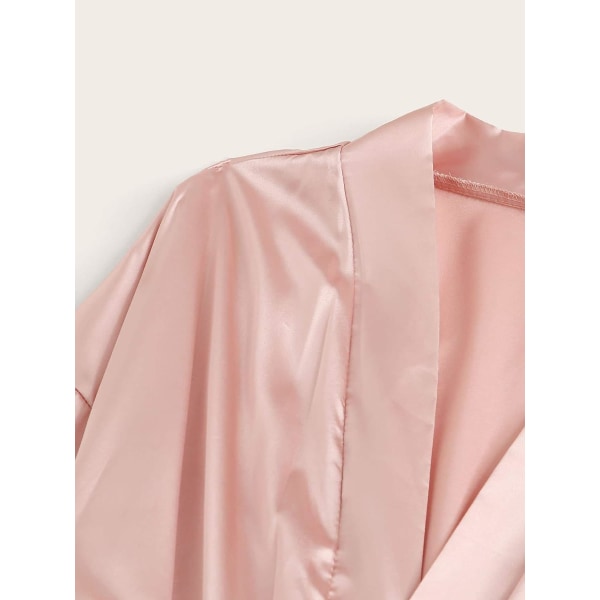 Damer 4 delar Satin Blommor Spets Cami Top Underkläder Pyjamas Set med Robe W