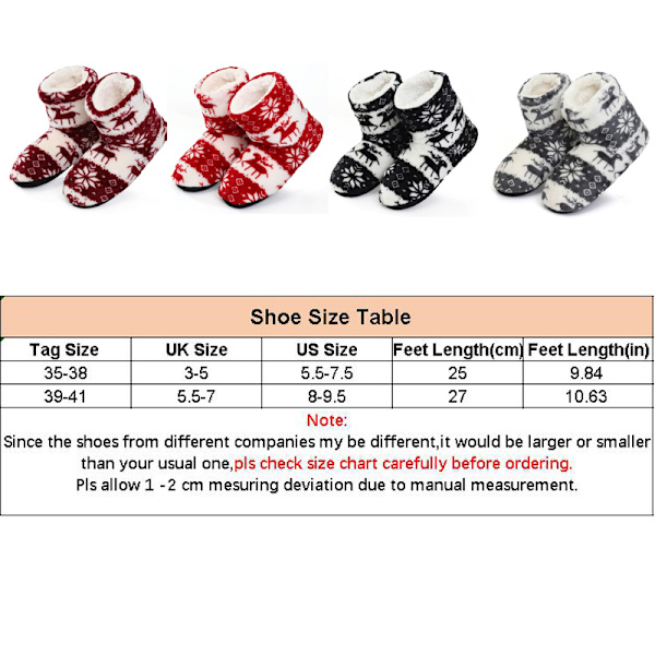 Korallifleece-tossut, turkis, nilkkurit, lämpimät sisätossut Red 27cm (39-41 EU )
