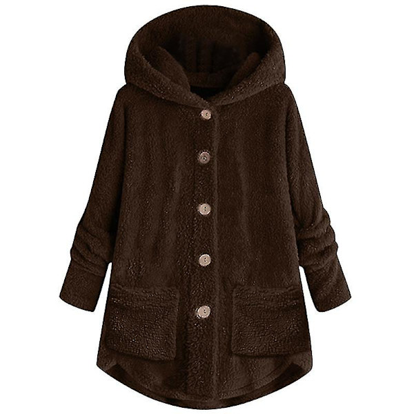 Naisten hupullinen teddykarhutakki Solid V Coffee L