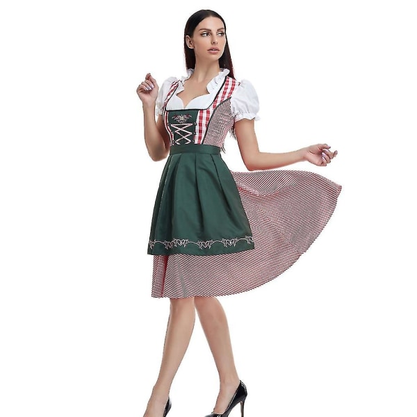 Kvinnors Oktoberfest Beer Maid Costume Bavarian Traditional Dirndl Dress W Dark Green S