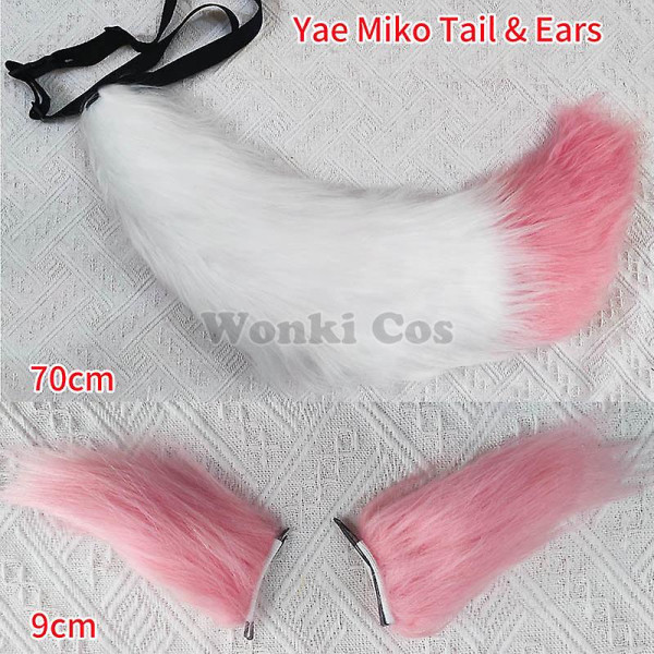 Genshin Impact Yae Miko Cosplay Kostume Kvinder Rosa Langt Hår Paryk Genshin Cosplay Kostumer Yae Miko Amulet Fuld Sæt V XL