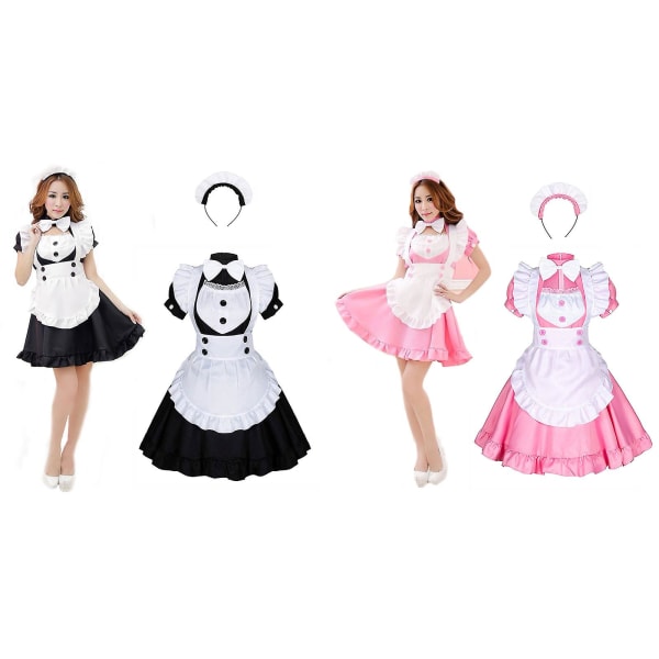 Maid Dress Cosplay Set Plus Size Sexet Anime Lolita Maid Dress Kostume til Halloween Karneval Fancy Dress V M