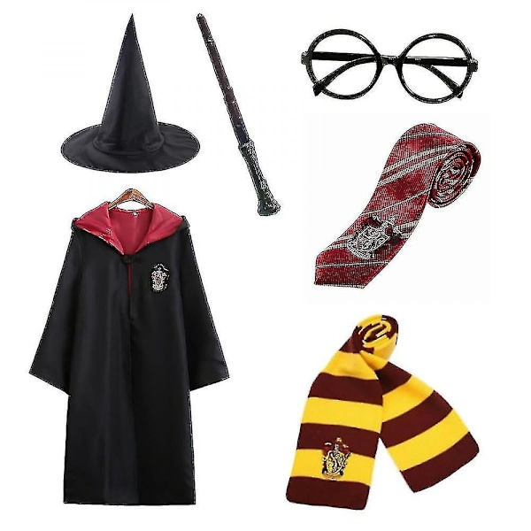 Harry Potter 6st Set Magic Wizard Fancy Dress Cape Costume Z - Perfet red V red 155cm (11-12 years)