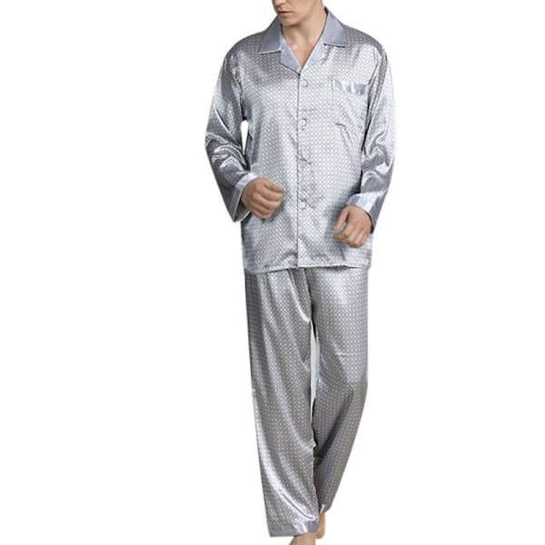 Herras Pyjamasetti T-paita ja Housut Byxor Nattkläder Kostym Pjs Harmaa Gray L