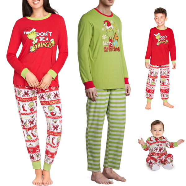 Christmas Family Matching The Grinch Pyjamas Outfits Sovkläder Mon 2XL