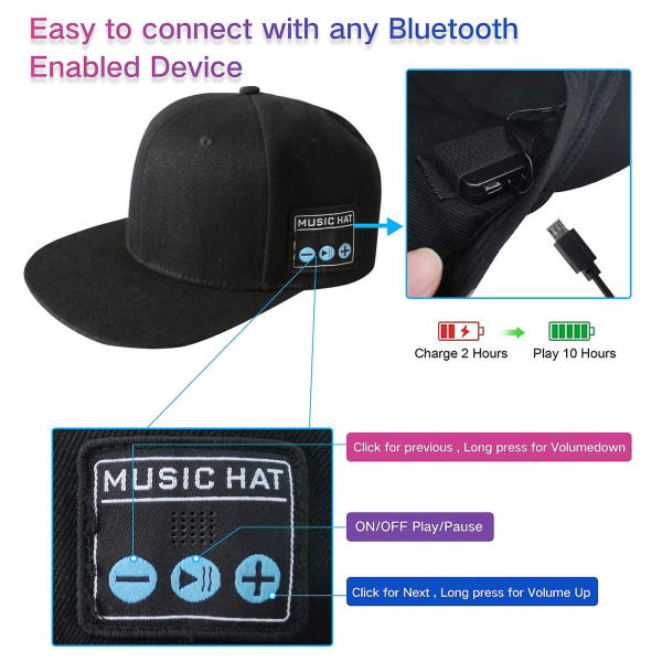 Bluetooth Hat Trådløs Smart Baseball Cap Med Hd Stereo Højttalere Til Udendørs Volcano