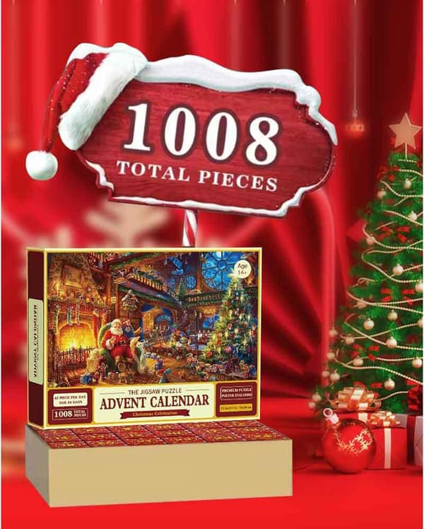 Adventskalender Julpussel, 24 delar 1008 pusselbitar Nedräkning Fireside Jullovspussel