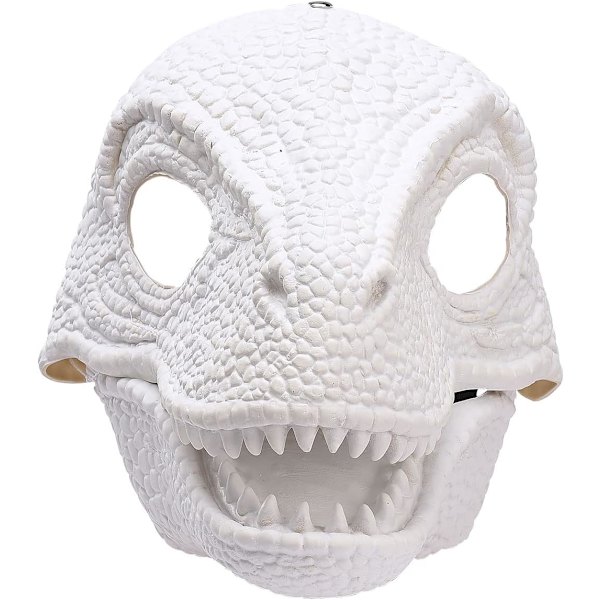BestAlice Dino Maske Bevægelig Kæbe, Dinosaur Maske Hovedbeklædning, Jurassic Bevægelig Dinosaur Hoved Legetøj Velociraptor Maske Halloween White 23 x 15 x 13 cm/9 x 5 x 6 inch
