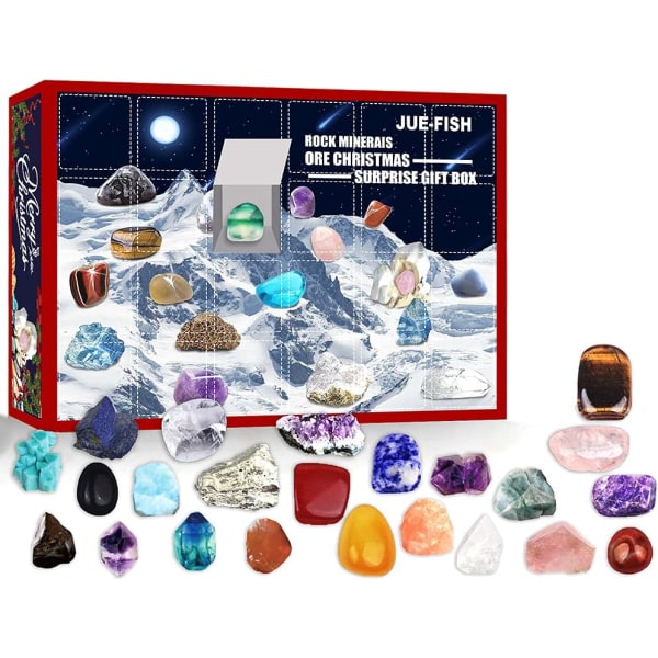 Adventskalender 2023 Rocks - Jul Adventskalender Blind Box Crystal Toy 24 Dage Nedtælling Hjem Rock Collection Ornament Børn