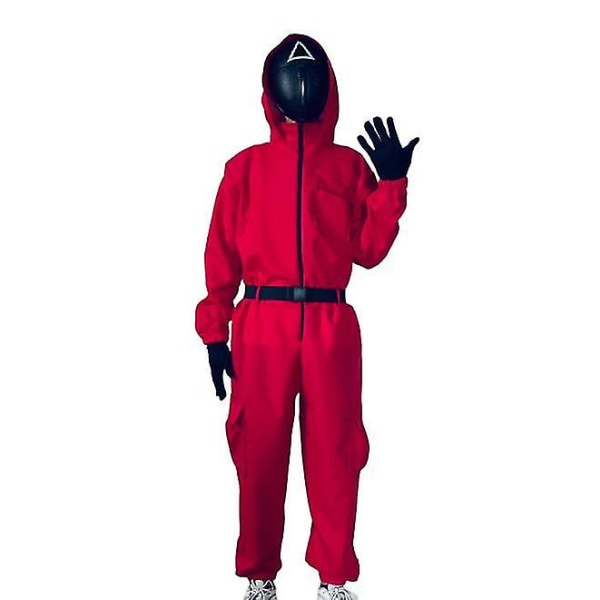 Voksen Halloween Squid Game Jumpsuit Kostyme Sett-1 W triangle L175-185cm