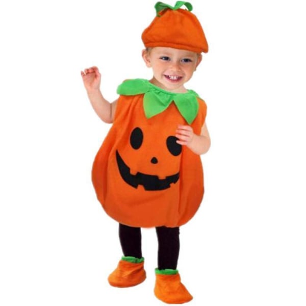 Barns Halloween Pojkar Flickor Pumpkin Cosplay Kostym Klänning Outfits V 2-3 Years