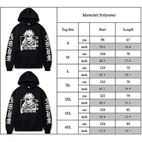 Vuxna Jujutsu Kaisen Anime Hoodie Gojo atoru Print Luvtröjor Toppar Pullover weatshirt Presenter S