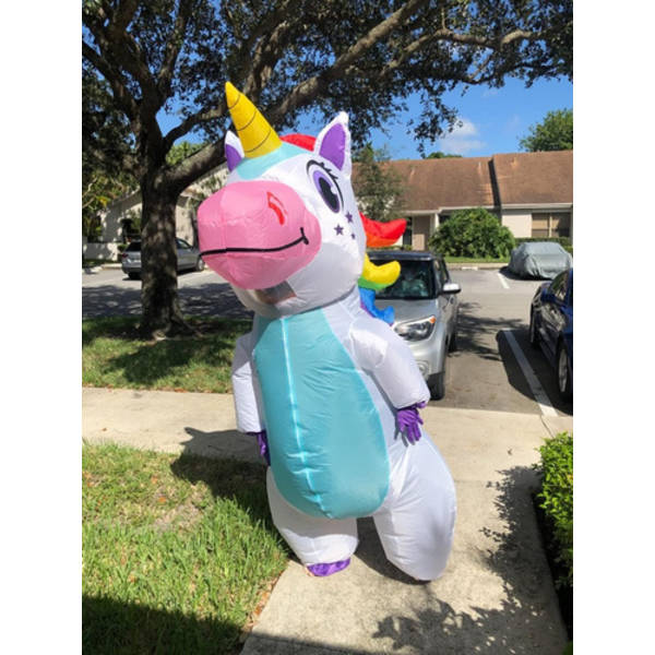 Uppblåsbar Unicorn kostym för vuxna, Halloween V White