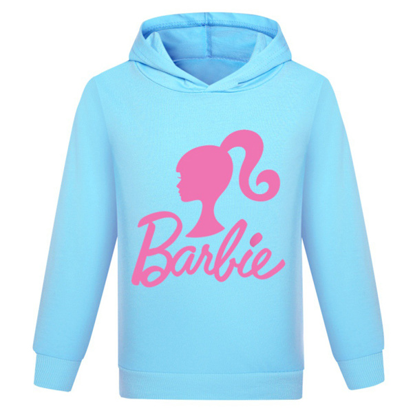 Barbie 3D-trykt børnehoodie jakke kappe tegneserie langærmet lyseblå V. light blue 140cm