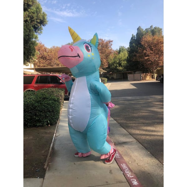 Oppustelig Unicorn kostume til voksne, Halloween V Blue