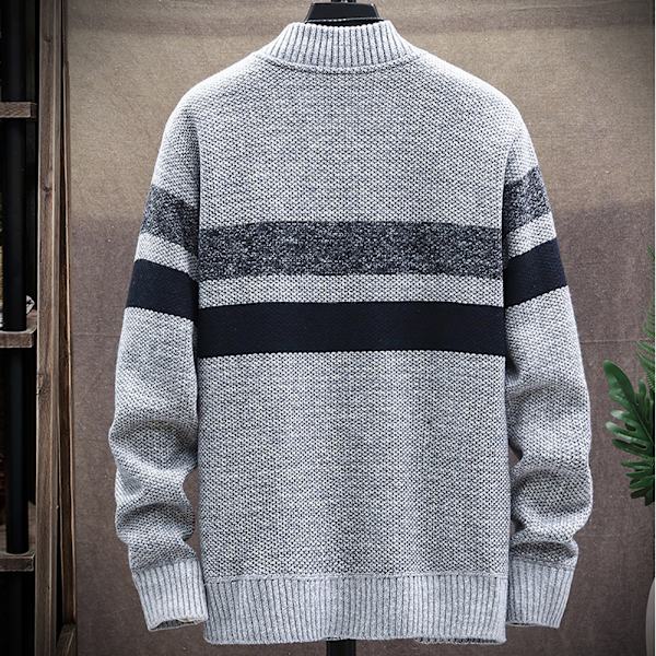 Herrtröja Kappa Randig stickad kofta Casual Jumper Ytterkläder Light Grey 3XL