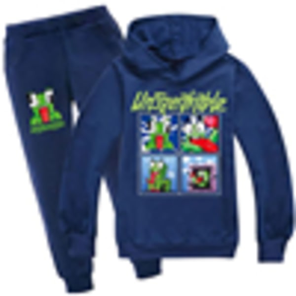 2 stk. OFÖRLIGT Børne Hoodie Sweatshirt Bukser Træningsoverall Outfit dark blue 150cm