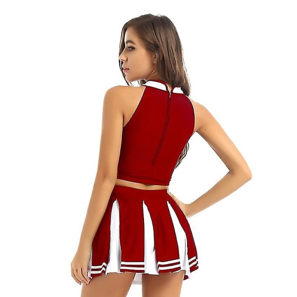 Kvinde Cheerleader Kostume Uniform Cheerleading Voksen Udklædning RED 2XL