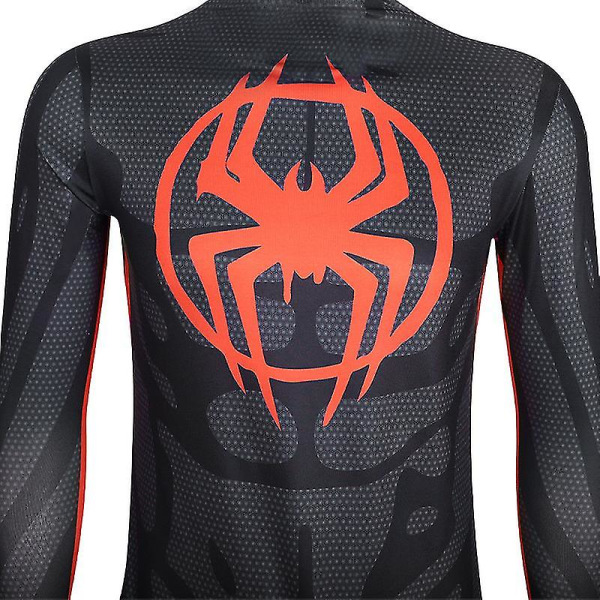 Lasten Aldult Miles Morales Spider Man Cosplay -asu Pukujuhla Spider-man: Across The Spider-verse Fancy Dress Jumpsuit (Lens eye mask) 110