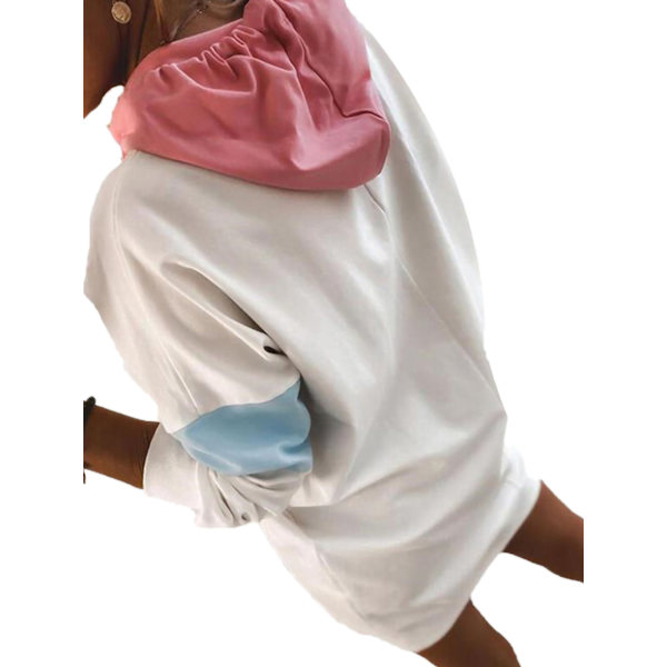Kvinde Hættetrøje Lommekjole Langærmet Løs Pullover V White M