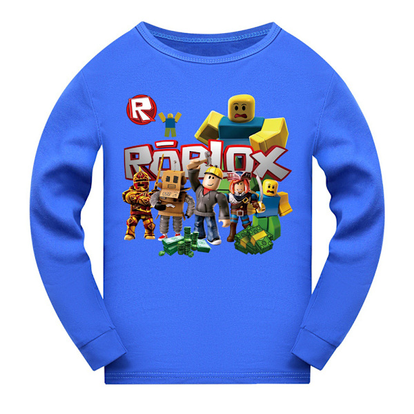 Roblox Peli Pitkähihainen Pyjamasetti Lapsille Pjs Yöpuvut Fanit Lahja Tummansininen Dark Blue Dark Blue 150 cm