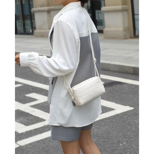 Crossbody-väska för kvinnor PU-flätad SILVER Silver