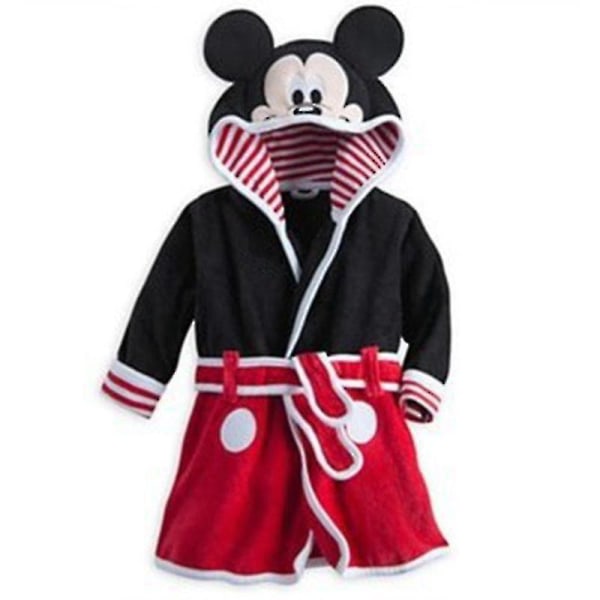 2023-børn Drenge Piger Mickey Mouse Fleece Morgenkåbe med hætte Morgenkåbe Dyr Nattøj_c Black