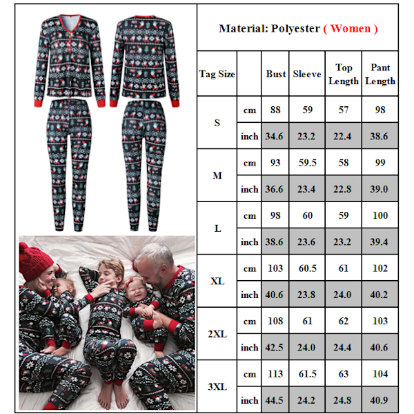 Vuxen Barn Familj atchande Jul Pyjamas Xmas Nattkläder Pyjamas PJs Set Women M