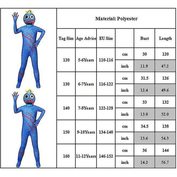 Rainbow Friends Roblox Cosplay Party Costume Dress Mask W 120cm