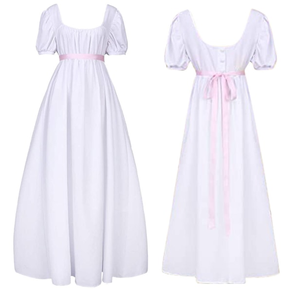 Bridgetown cos retro regentklänning hög midja balklänning viktoriansk teklänning white M