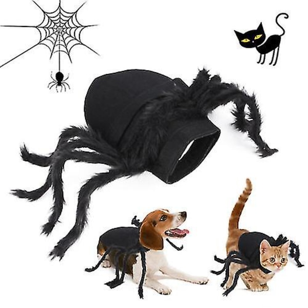 Vort Spinder Kostume Kat Hund Hvalp Kæledyr Halloween Tøj Outfit Spinder Cosplay W S