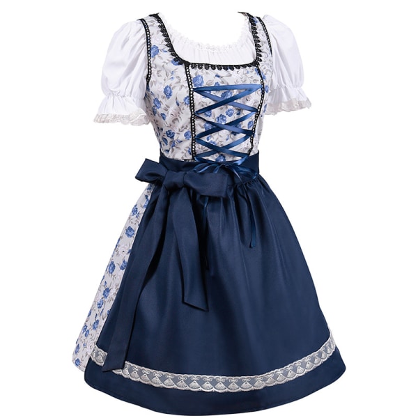 Oktoberfest Kostumefest Tøj Cosplay Maid Tøj V-hals Kjole Blå blue XXL