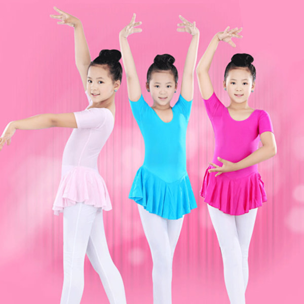 Barns balettklänning Leotard med kjol Danskostymer Tutu pink 150cm