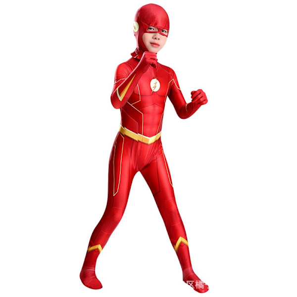 Flash cos kläder film och tv-karaktärer tight jumpsuit cosplay kläder scenkläder, Halloween, fest cm 130