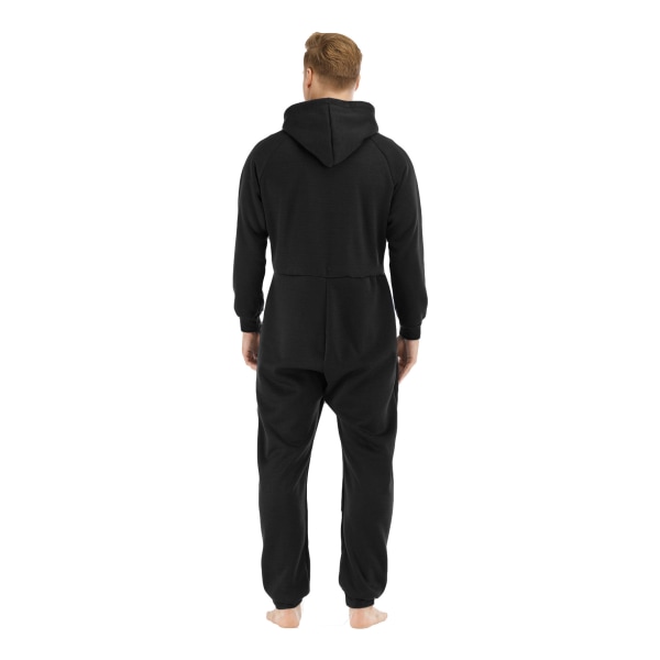 Varm fleece pyjamas med huva för män Black M