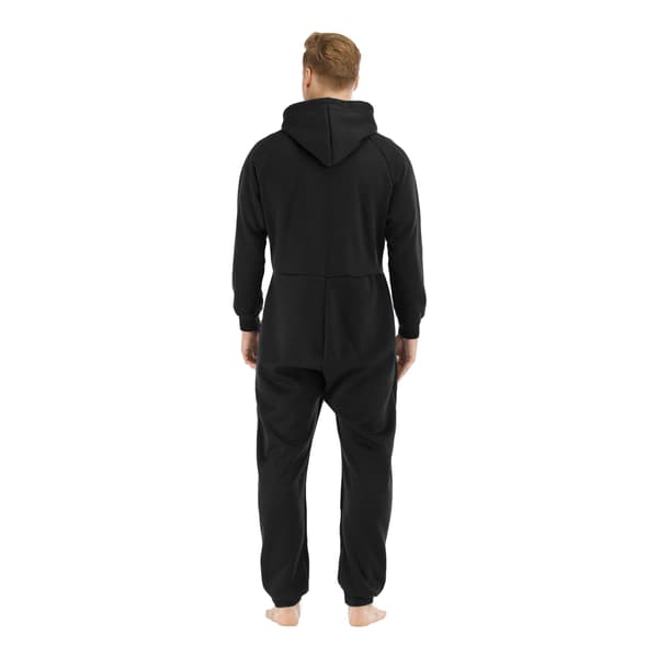 Varm fleece-pysjamas med hette for menn Black M