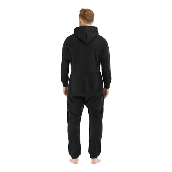Varme fleece pyjamas med hætte til mænd Black L